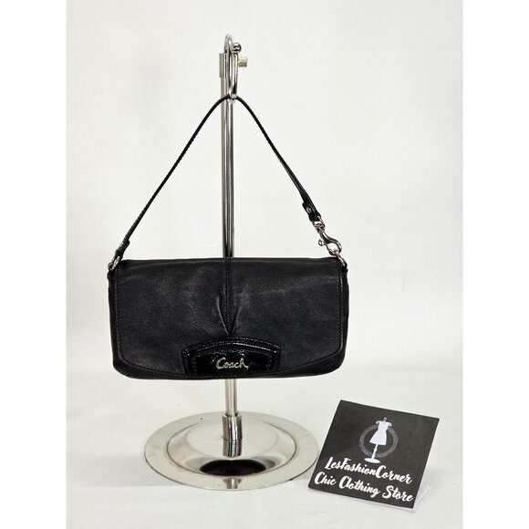 Coach Women's Black Leather Ashley Evening Credit Card Wallet Wristlet M 2070 - Picture 1 of 15